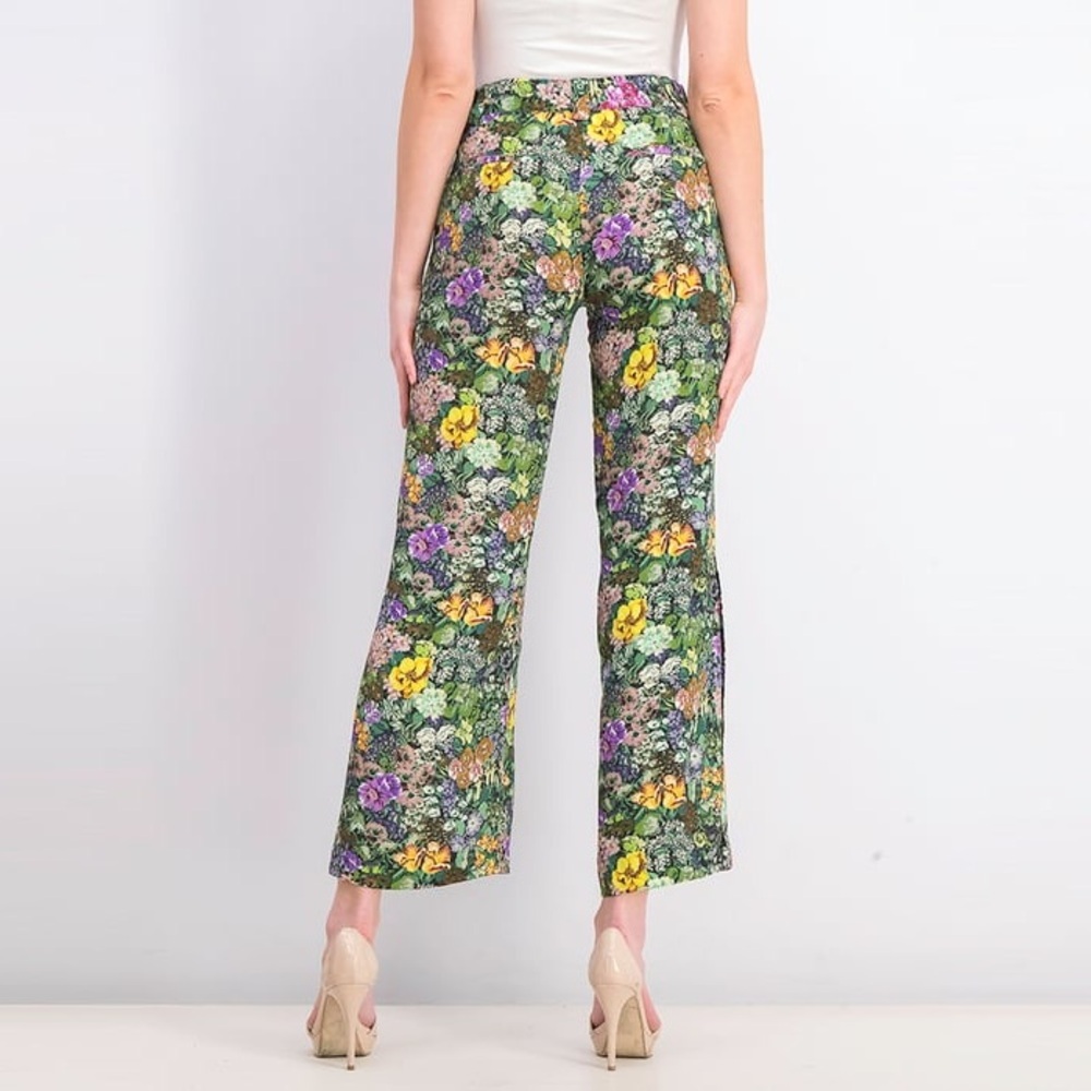 MNG Mango Tropical Floral Pants Emerald Green Birds of Paradise Size Small - Picture 4 of 12